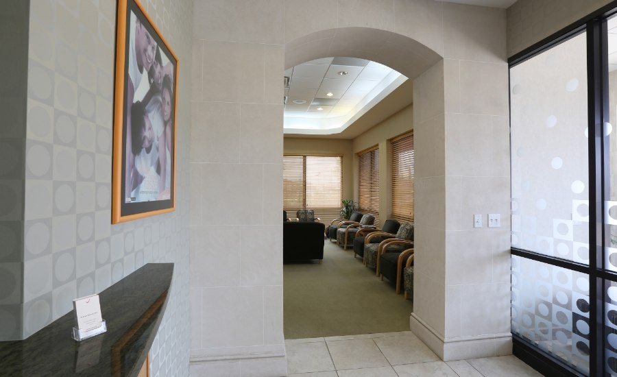 Archway leading into dental office waiting room