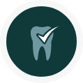 Icon of tooth with check mark