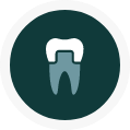 Icon of tooth with a dental crown