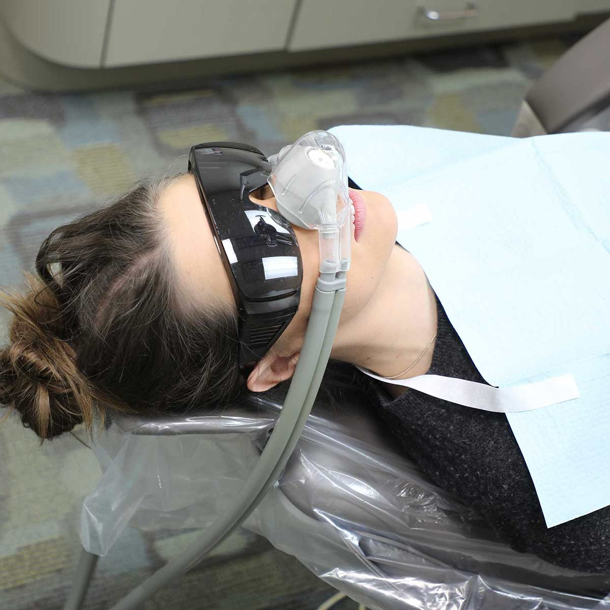 nitrous oxide mask in use